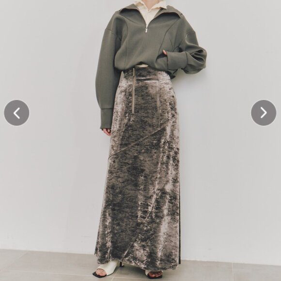 Velour Zip Panel Skirt - Picture 6 of 13